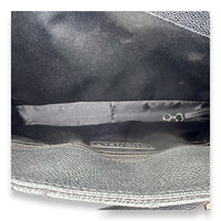 GST Black Shoulder Bag in Caviar Leather, Silver hardware