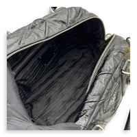 Prada Quilted Top Handle Bag Black in Glazed Calfskin, Silver hardware_11
