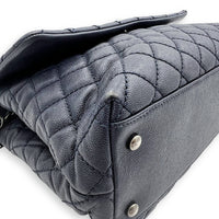 Chanel Coco Handle Quilted Top Handle Bag Blue in Caviar Leather, Silver hardware_12