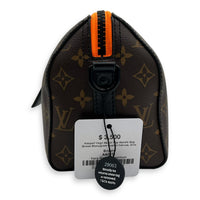 Louis Vuitton Keepall Virgil Abloh Top Handle Bag Brown in Monogram Coated Canvas, Gold hardware_4