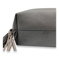 Saint Laurent East West Shopping Fringe Tote Bag Grey in Calfskin, Silver hardware_8