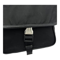 Prada Logo Crossbody Bag Black in Nylon, Silver hardware_7