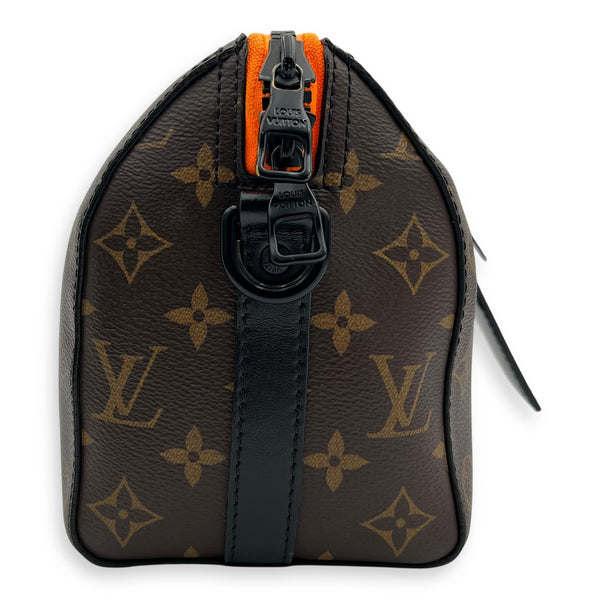 Louis Vuitton Keepall Virgil Abloh Top Handle Bag Brown in Monogram Coated Canvas, Gold hardware_3