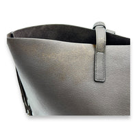 Saint Laurent East West Shopping Fringe Tote Bag Grey in Calfskin, Silver hardware_10