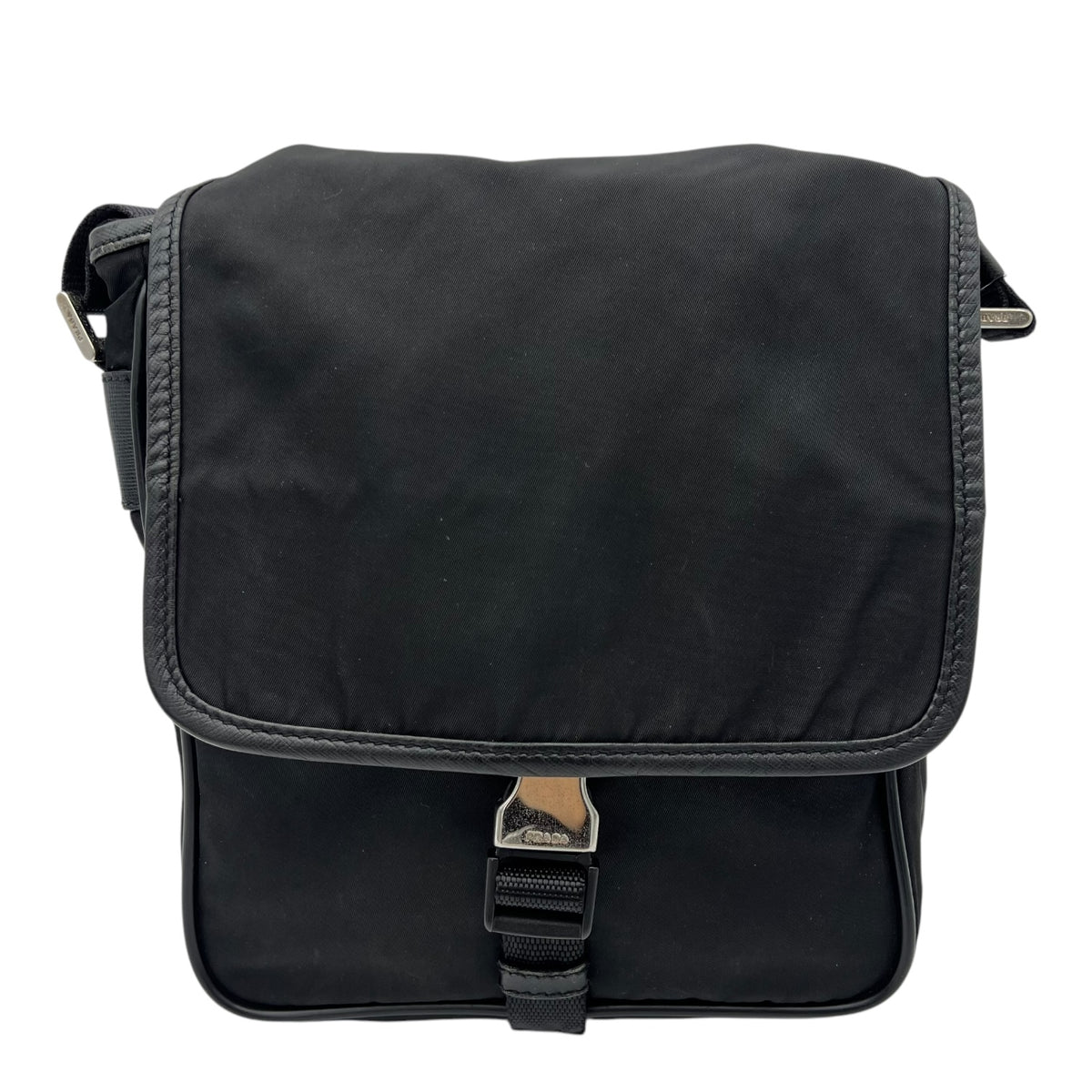 Prada Logo Crossbody Bag Black in Nylon, Silver hardware_1