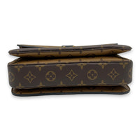 Pochette Metis Brown Top Handle Bag in Monogram Coated Canvas, Gold hardware
