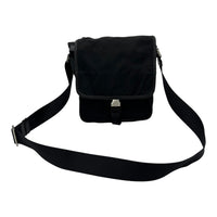 Prada Logo Crossbody Bag Black in Nylon, Silver hardware_12