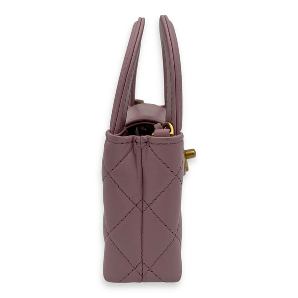 Chanel Kelly Top Handle Bag Nano Pink in Calfskin, Gold hardware_3