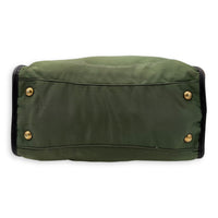 Prada Logo Top Handle Bag Green in Nylon, Gold hardware_5