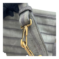 Saint Laurent Besace Shoulder Bag Grey in Crocodile Embossed Calfskin, Gold hardware_7