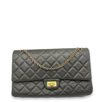 2.55 Brown Shoulder Bag in Calfskin, Gold hardware