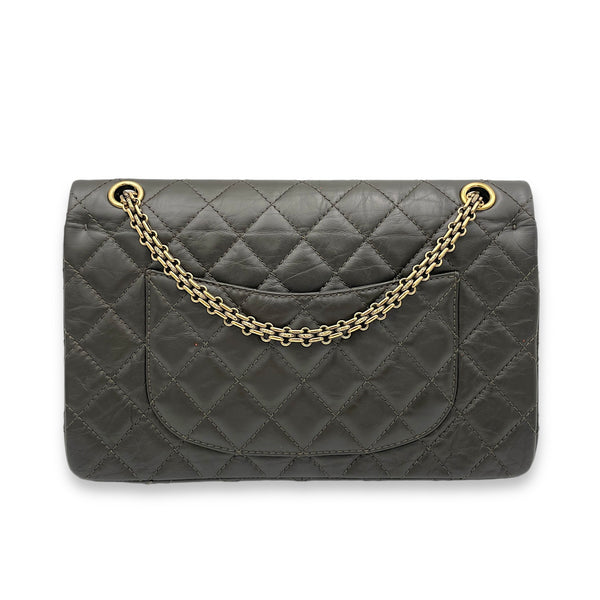 2.55 Brown Shoulder Bag in Calfskin, Gold hardware