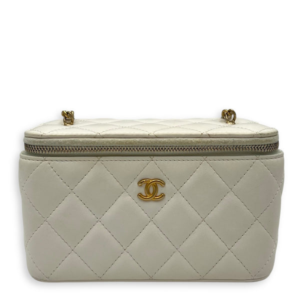 Chanel Pearl Crush Vanity Bag White in Lambskin, Gold hardware_1