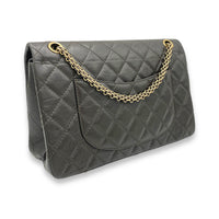 2.55 Brown Shoulder Bag in Calfskin, Gold hardware