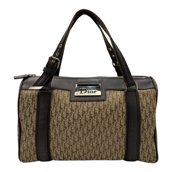 Christian Dior Trotteur Shoulder Bag Brown in Canvas, Silver hardware_1