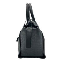Saint Laurent Cabas Top Handle Bag Black in Calfskin, Lacquered Metal hardware_4