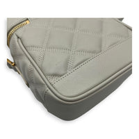 Saint Laurent Quilted 80's  Vanity Bag White in Calfskin, Gold hardware_9