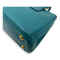 Prada Galleria Top Handle Bag Blue in Saffiano Leather, Gold hardware_8