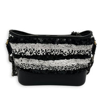 Chanel Gabrielle Small Black - White Shoulder Bag in Sequins, Gold hardware_2