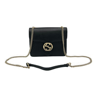 Gucci Interlocking G Crossbody Bag Black in Calfskin, Gold hardware_8
