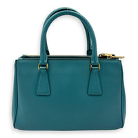 Prada Galleria Top Handle Bag Blue in Saffiano Leather, Gold hardware_2