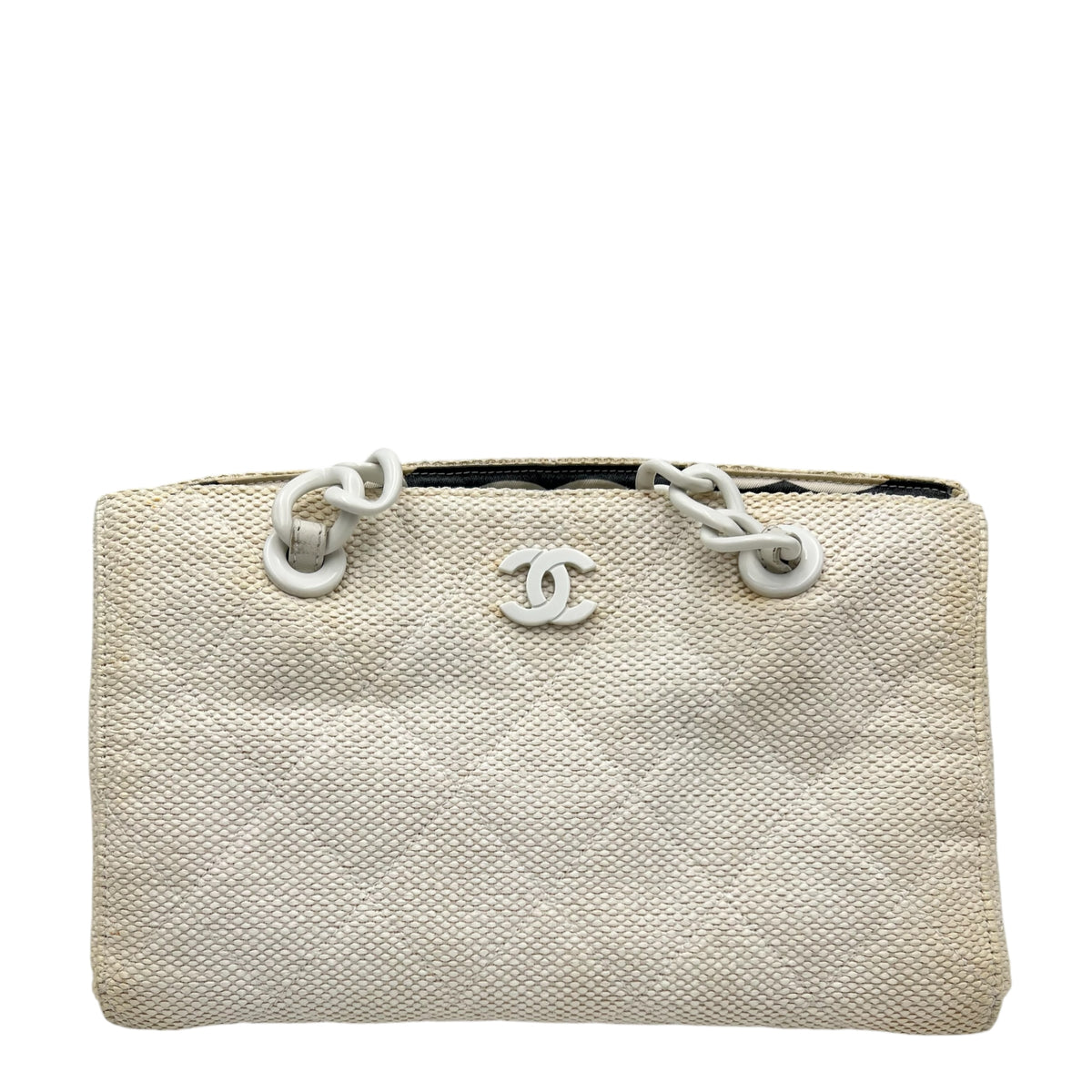Chanel Vintage Shoulder Bag White in Canvas, Resin hardware_1