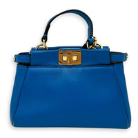 Fendi Peekaboo Top Handle Bag Micro Blue in Calfskin , Gold Hardware_1