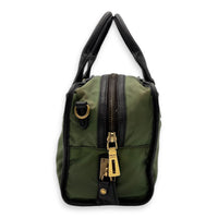 Prada Logo Top Handle Bag Green in Nylon, Gold hardware_4