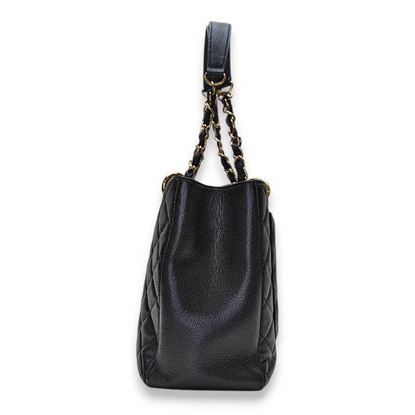 GST GM Black Tote Bag in Caviar Leather, Gold hardware