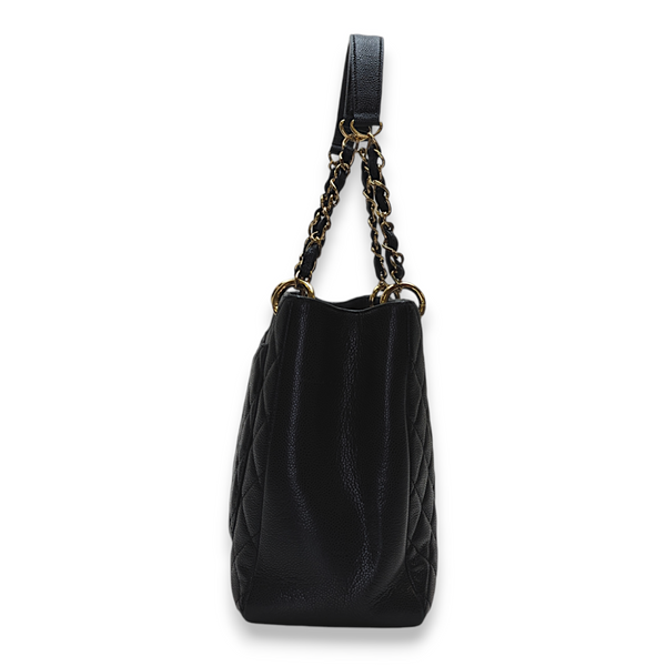 GST GM Black Tote Bag in Caviar Leather, Gold hardware
