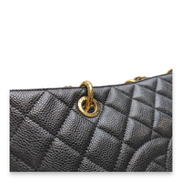 GST GM Black Tote Bag in Caviar Leather, Gold hardware