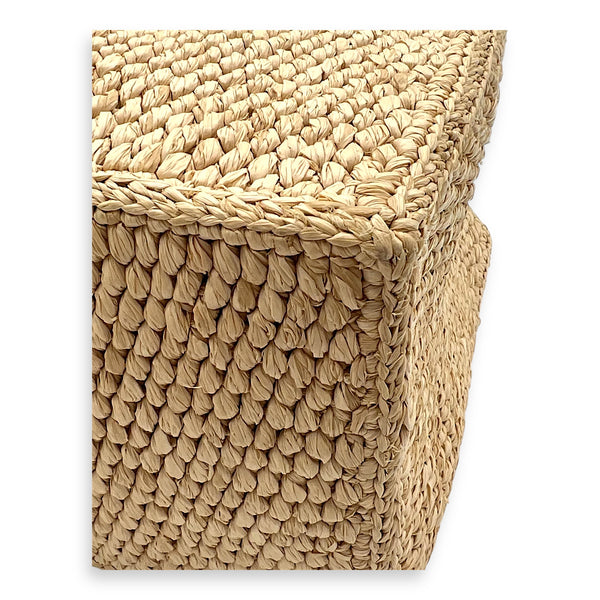 Triomphe Tote Bag Brown in Raffia, Gold hardware