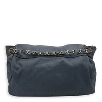 Accordion Shoulder Bag Blue in Denim, Silver hardware