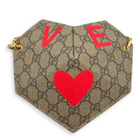 Supreme Heart Love Chain Shoulder Bag Beige in Coated Canvas, Gold hardware