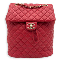 Urban Spirit Backpack Red in Lambskin, Gold hardware