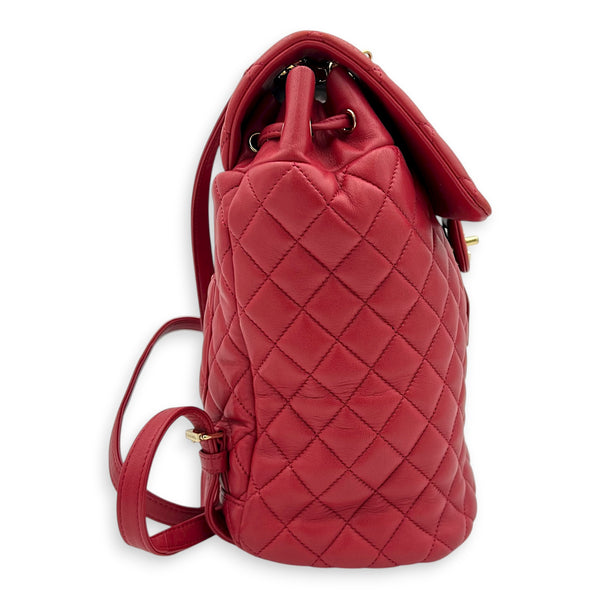 Urban Spirit Backpack Red in Lambskin, Gold hardware
