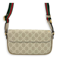 Ophidia Pochette on Strap Shoulder Bag White in Coated Canvas, Gold hardware