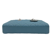 Lady D-Joy Medium Blue Top Handle Bag in Lambskin, Silver hardware