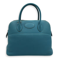 Bolide 35 Turquoise Top Handle Bag in Clemence, Palladium hardware