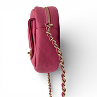 CC Day Camera Chain Shoulder Bag Pink in Caviar Leather, Gold hardware