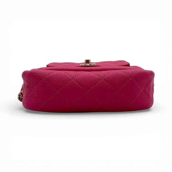 CC Day Camera Chain Shoulder Bag Pink in Caviar Leather, Gold hardware
