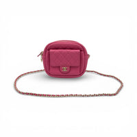 CC Day Camera Chain Shoulder Bag Pink in Caviar Leather, Gold hardware