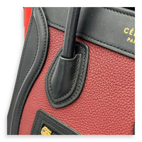 Luggage Crossbody Bag Nano Red in Calfskin, Gold hardware