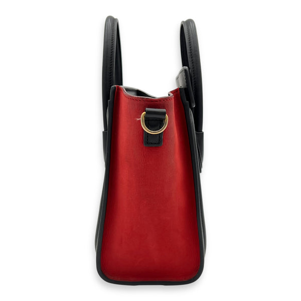 Luggage Crossbody Bag Nano Red in Calfskin, Gold hardware