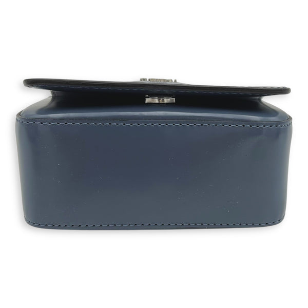 First Sight Top Handle Bag Blue in Calfskin, Silver hardware