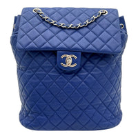 Urban Spirit Backpack Blue in Lambskin, Silver hardware