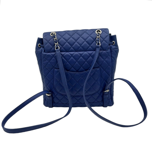 Urban Spirit Backpack Blue in Lambskin, Silver hardware