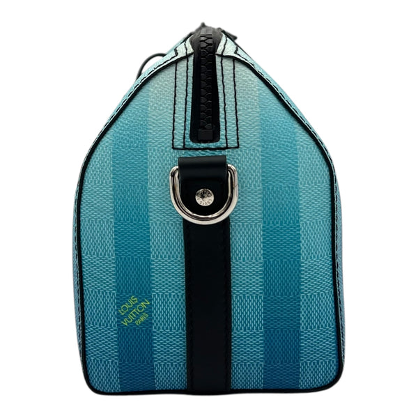 City Keepall Blue Shoulder Bag in Coated Canvas, Silver hardware