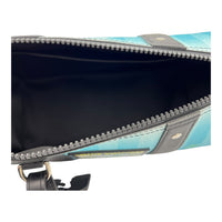 City Keepall Blue Shoulder Bag in Coated Canvas, Silver hardware