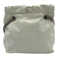 Crush Tote Bag White in Distressed Leather, Silver hardware